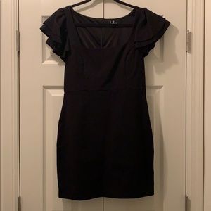Lulus Black Ruffles Bodycon Dress NWT